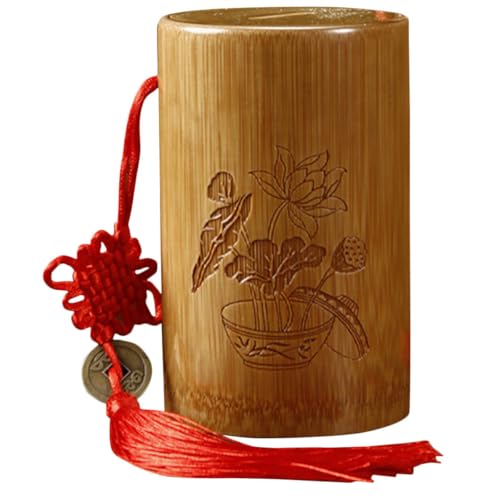 BESPORTBLE Hucha de Bambú Creativa Pequeña para Contenedor de Monedas Diseño Retro para Decoración y Escritorio