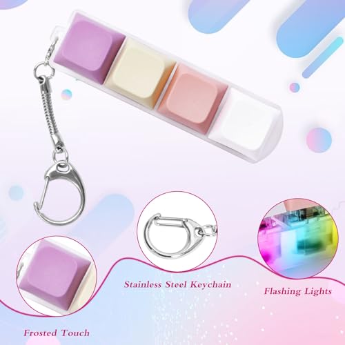 Image of Keyboard Fidget Toys Adults Fidget Keyboard Clicker with LED Light Keychain Sensory Toys for Anxiety Stress Relief (Macaron1, 4 in 1)
