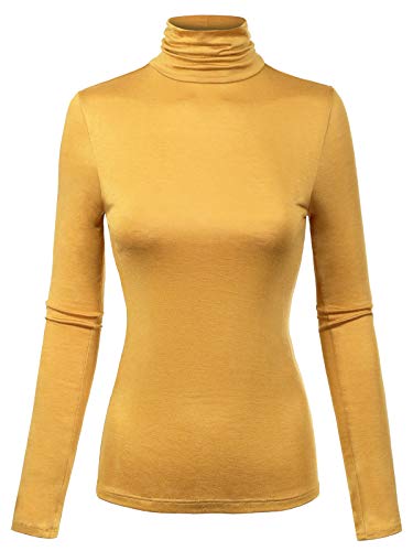 Image of MixMatchy Women's Slim Lightweight Long Sleeve Pullover Turtleneck Mock Shirts Base Layer Undershirts Active Tops