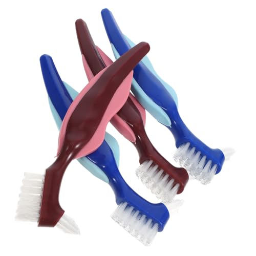 PEPLAYTAL 4Piezas Uds Limpiadores de Dentaduras Postizas de Doble Cara para Cuidado y Limpieza de Prótesis Portátiles y Duraderos para Uso Diario