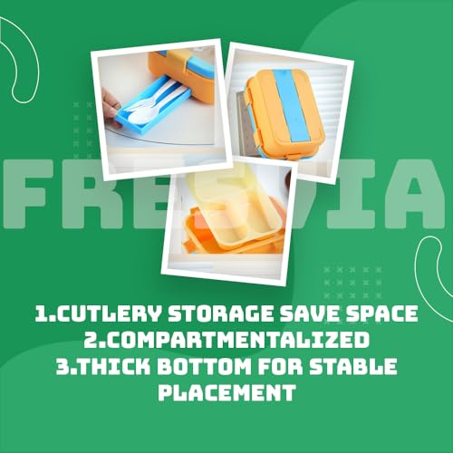 Image of Lunch Box for Kids Girls Boys, Toddler Kids Lunch Boxes for School, Lunch Containers for Adults with 3 Compartments, Utensils, Food Picks (Green, 700 Ml)