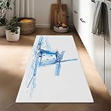 Einfache Nautische SchiffstexturTeppich Läufer 60 x 150 cm, Blau Flur Langer Läufer, Waschbar Kurzflor Küchenläufer rutschfest, Teppichläufer Flur Flurteppich Flurläufer für Küche Schlafzimmer