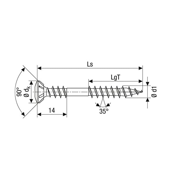SPAX Fassadenschraube aus Edelstahl rostfrei A2, 4,5 x 50 mm, 200 Stück, T-STAR plus, Reduzierter Linsensenkkopf… – Bild 4