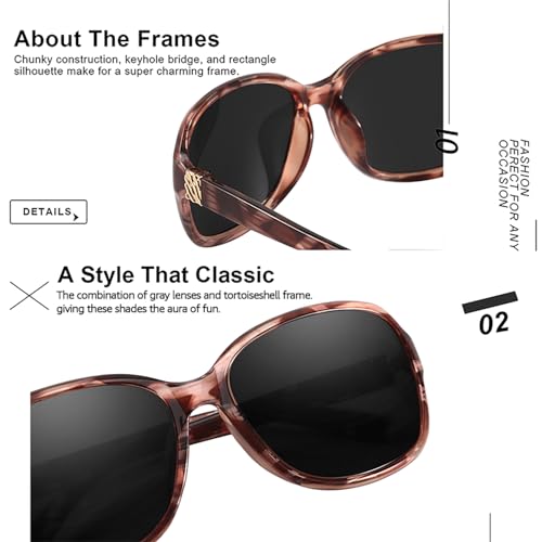 Image of SIPHEW Polarized Sunglasses for Women | Vintage Square Sunglasses w UV400 Protection | Womens Wraparound Shade