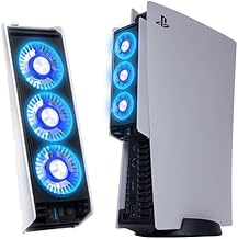 PS5 Cooling Fan, Horizontal PS5 Cooler Fan with LED Light, Comaptible with PS5 Digital Edition or Discs Edition