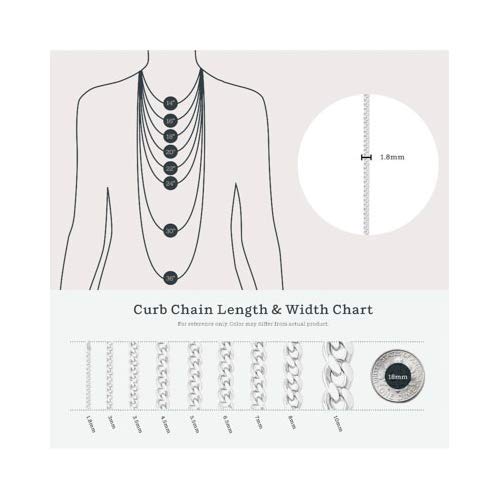 KEZEF Sterling Silver 1.8mm Cuban Curb Chain in Silver, Gold & Rose Gold over Silver Made in Italy - Image 5