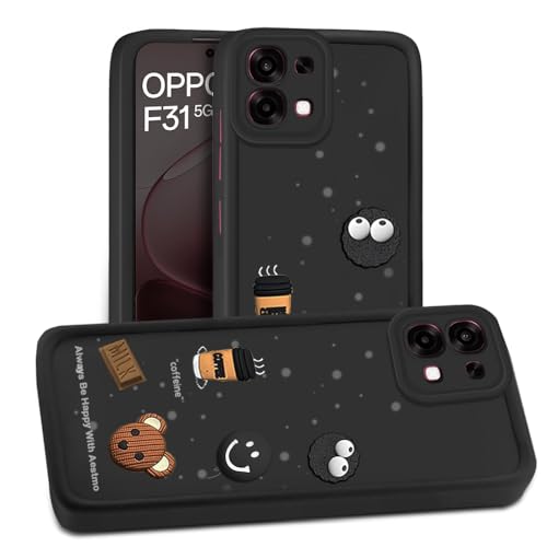Image of AESTMO Back Case Cover for Oppo F31 / F33 5G Cover | Cute Fun Cartoon 3D Ball | Coffee Silicone Case | Full Body Protection | Camera Protection Back Oppo F31 / F33 5G (Black)