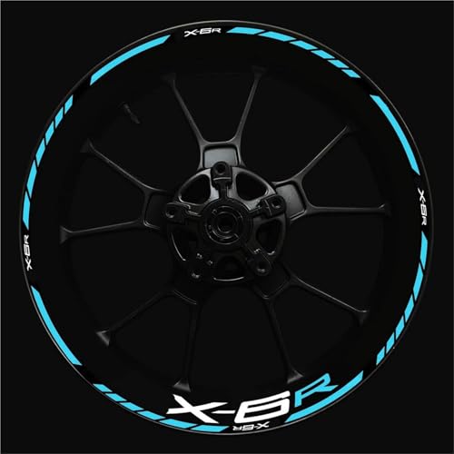 Autocollants réfléchissants 17 pouces bleu clair pour roues avant arrière de moto Kawasaki ZX-6R
