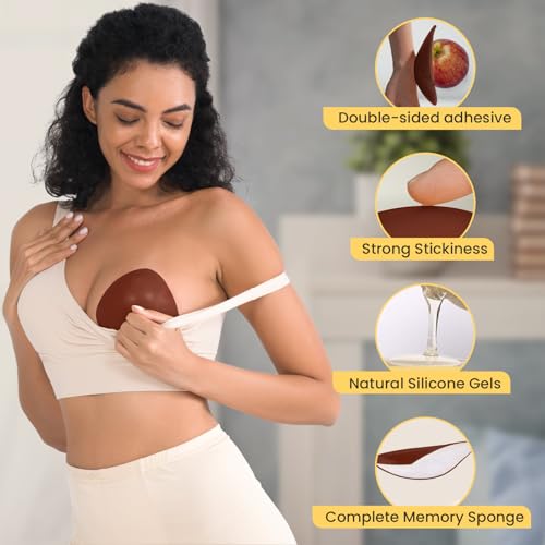 Image of Double Sided Sticky Bra Inserts Reusable Ultra Push Up Lift Self Adhesive Bra Pads for Bikini Swimsuit Strapless Dress