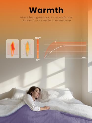 Electric Heated Blanket Full, Ultra‑Cozy Premium Flannel & Sherpa, Even Heat Distribution & Stable Temp, 1–10H Auto‑Off, 8 Temps (86–125.6°F), Overheat Protection, Ideal Gifts for Grandma