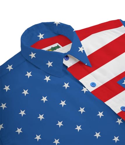Tipsy Elves Patriotic Shirts for Men - USA Short Sleeve Button Up American Flag Shirts for Men for 4th of July3