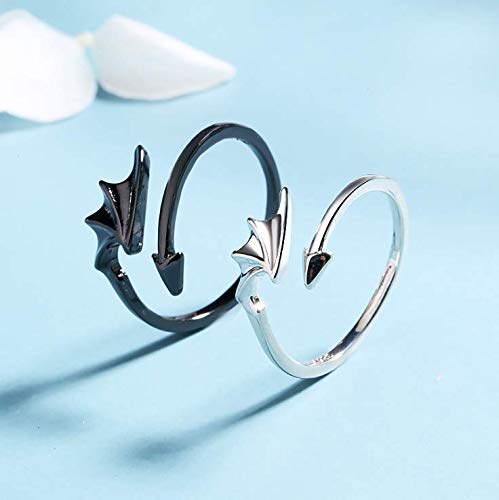 Image of Angel VS Devil Wings Couple Ring Creative Simple Living Mouth Jewelry Gifts for Girlfriends