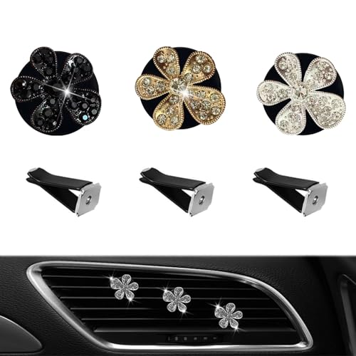 Image of 5 Pcs Car Vent Clip,Bling Flower Air Fresheners Vent Clips,Car Diffuser Rhinestone Car Interior Decoration Charm Accessories