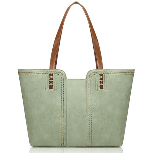 Zippered Leather Tote Bag for Women, Spacious Casual Shoulder Purse for Daily Use