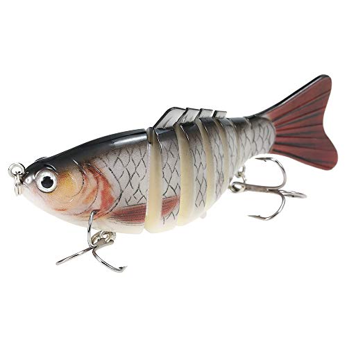Isca anzol, Andoer Isca de pesca multi-articulada Lifelike 7 segmentos Isca de pesca Crankbait Swimb