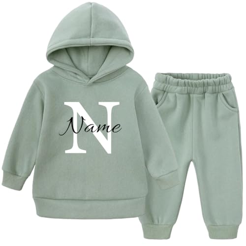 Ahoiikids Personalisierbarer Kinder Jogginganzug mit Kapuze - Khaki,...