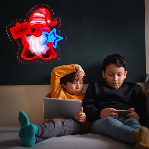 Image of USA 4th of July Neon Signs Gnome Neon Lights Patriotic Gnomes Decor for Home,Office,Business,Memorial Day,Independence Day Gift Art for Boys Girls -13 x 12.8 IN-USB Powered-Acrylic