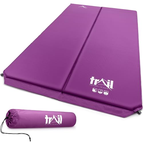 Trail Self Inflating Camping Mat Double Inflatable Mattress With Carry Bag Purple