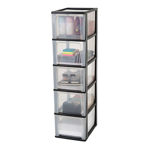 Iris Organizer Chest OCH-2500 Schubladencontainer-/ schrank, Kunststoff, schwarz / transparent, 35,5 x 26 x 99,5 cm