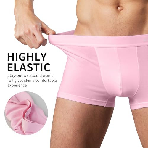 Men's Cotton Boxer Briefs 4-Pack, Stretchy Breathable Underwear with Tagless Design, Moisture-Wicking(Multi-Color Assortment)2