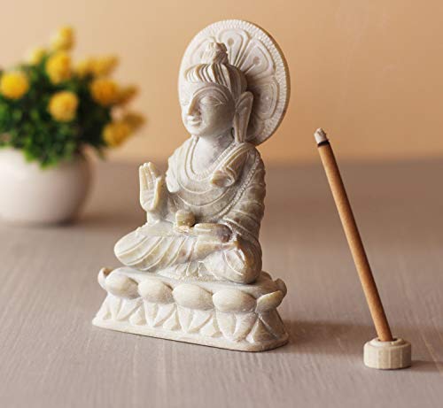 Artisenia Vintage Indian Hand Carved Soapstone Buddha Statue Meditative Buddha Decorative Figurine For Home Office Tabletop Desktop Decorations, Yoga Zen Decor 5 Inch #TOP1