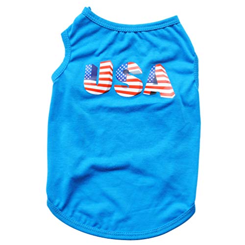 Puppy Vest America Shirt 2Pcs Dog T Shirt Usa Independence Day Breathable Cotton Letter Vest Puppy Dog Clothes Outdoor Costume For Dog Puppy (Size Xs) American Shirts Usa Clothes #TOP22
