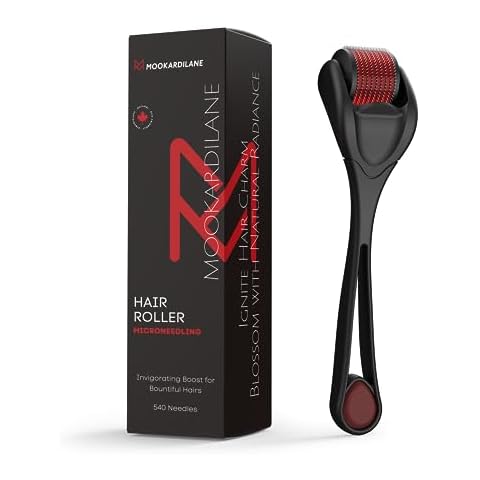 Scalp Hair Roller Black w/Red 540 Stainless Steel Microneedling Roller by MOOKARDILANE Home Use Cover