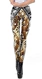 Damen Steampunk Retro Leggings Comic Cosplay Punk Print Polyester Gothic Hose Caprihose S-4XL Übergröße, Steampunk 4, M