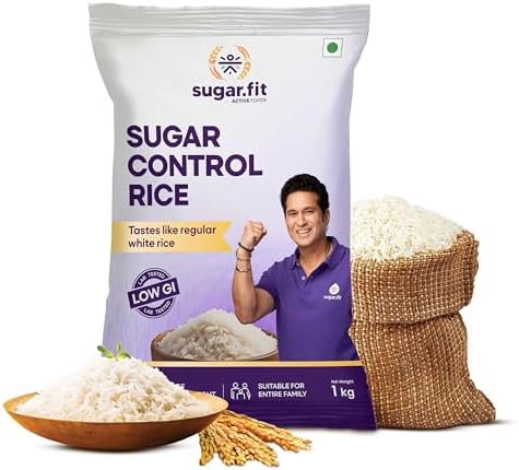 Sugar.fit Sugar Control Rice โ Sona Masoori, lab-tested low glycemic, whole grain 100% natural, pesticide-free, diabetes- friendly, supports healthy weight & blood sugar โ 1 Kg (Pack of 1)