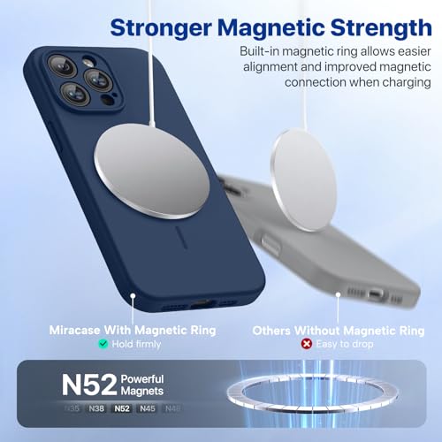 Image of Miracase Magnetic for iPhone 14 Pro Max Case, [Soft Anti-Scratch Microfiber Lining], Compatible with MagSafe, Silicone Shockproof Protection Phone Case for iPhone 14 Pro Max,Dark Blue