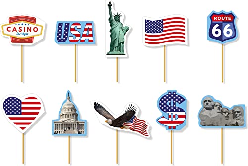 20 Picker * USA + AMERIKA * als Deko für eine Länderparty oder Themenabend | Käsepicker Party Route 66 Stars and Stripes US Las Vegas