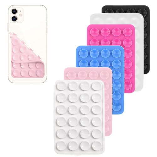 BCHMN 6 Stück Silikon Handy Saugnapf Halterung Doppelseitig Freihändig Sticky Silikon Saugnapf Handyhülle für Selfies & Videos Saugnäpfe Handyhalter für Alle Handy Modelle