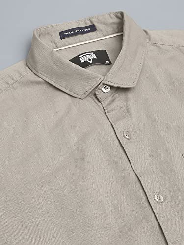Image of Thomas Scott Men's | Solid | Half Sleeve | Slim Fit | Linen Blend | Spread Collar | Casual Shirt