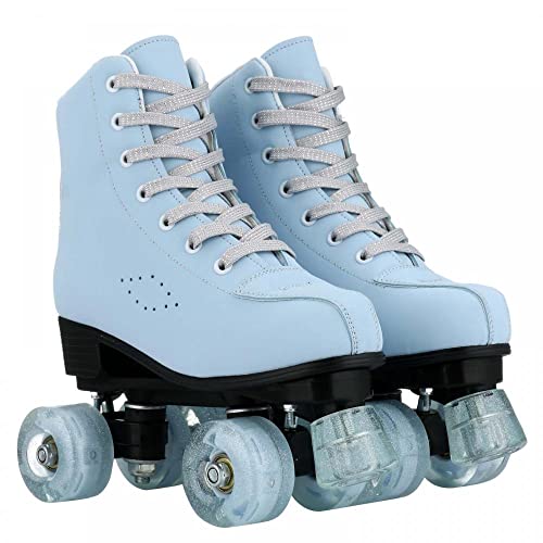 XUDREZ Women's SkyBlue Frosted Material Roller Skates, Classic Double-Row High-top for Beginner, Indoor Outdoor Use (US:8) by XUDREZ - Image 8
