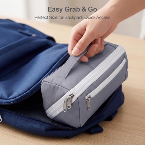 Image of Large Pencil Pouch - 8 Compartments, Wide Handle Organizer Bag | Wide Open Pen Bag, Flexible Dividers & Side Pockets, Handle, 900D Fabric, College Supplies for Teens, Black & Grey