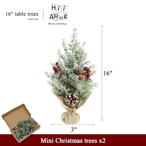 HiiARug 2 pacotes de mini árvore de Natal, 40,64 cm pequena árvore de Natal artificial decorações de