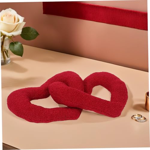 Coussin de cœur rouge en peluche SHINEOFI doux pour déco de canapé - 7