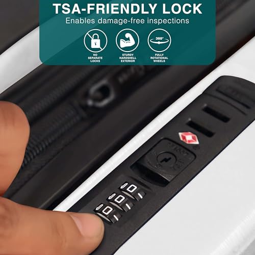 Image of 28 Inch Luggage with Spinner Wheels, Hard Shell Suitcase with TSA Locks for Luggage, Travel Large Suitcase, Expandable Hard Shell Suitcases, White