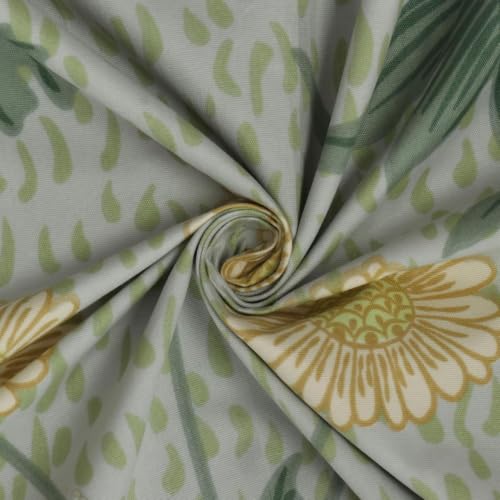 Image of Premium Cotton Fitted Bedsheet King Size 78 x 72 x 8 Inches with 2 Pillow Covers | 220 TC | All-Around Elastic Deep Pocket Bed Cover | Sage Green Yellow Floral