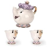 GZHaiTuoSi Cartoon New Beauty And The Beast Teapot Mug Mrs Potts Chip Tea Pot Cup One Set Lovely & One Teapot and Two Chip Mug