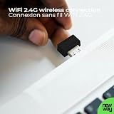 NEWWAY Zestaw bezprzewodowej klawiatury NKMP252 2,4 GHz - AZERTY francuski - ciche uderzenie, 14 klawiszy multimedialnych, lekka mysz z 6 przyciskami, podkładka pod mysz w zestawie, długa żywotność