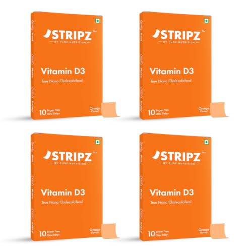 Image of Pure Nutrition Vitamin D3 K2 | 40 Oral Strips | STRIPZ True Nano Cholecalciferol | Sugar Free Vitamin D Supplement | Orange Flavour