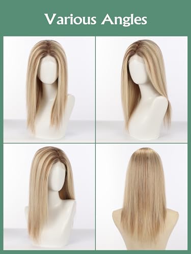 Image of 13 * 4 HD Glueless Human Hair Ombre Mixed Blonde Lace Front Wigs for White Women Straight Wig Pre Plucked 180% Density Transparent (20inch)