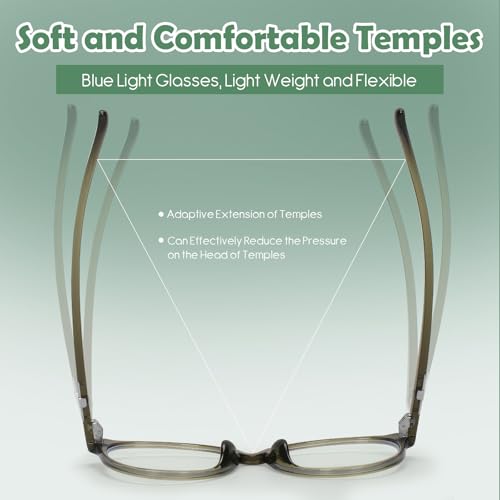 Image of Stylish Blue Light Glasses Round Lightweight TR90 Frames Computer Reading Glasses Vision Care & UV Protection