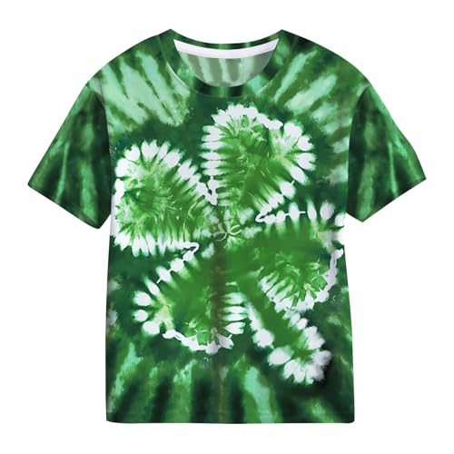 Image of TMSD Unisex Kids St.Patrick's Day T-Shirt Short Sleeve Crew Neck Clover Shamrock Tee 4-14 Years