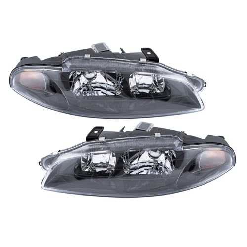 Image of TRQ 2 Piece Headlight Assembly Set Driver & Passenger Side Compatible with 1997-1999 Mitsubishi Eclipse MI2502105 MI2503105