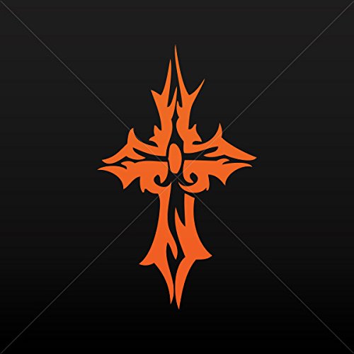 Sticker Gothic Cross Car Door Hobbies Waterproof Racing Durable Racing Orange (10 X 6 In) #TOP29