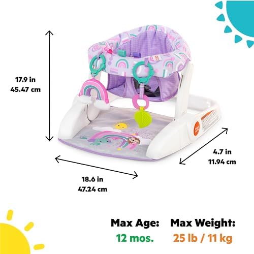 Bright Starts Oturmayı Öğrenme İçin 2 Pozisyonlu Bebek Yer Koltuğu Oyuncaklı, Üniseks, 4 İle 12 Aylık Arasındaki Bebekler İçin, Purple Paradise - Görsel 3