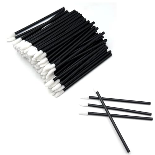 ZEVONDA 100 PCS Disposable Lip Brushes - Black Lip Gloss Brush Lipstick Applicator Concealer Brushes Makeup Lip Applicators Eyeshadow Applicator Disposable Cosmetic Brush Tool