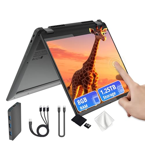 Image of Lenovo Flex 5i Chromebook Plus 14 inch WUXGA Touchscreen 2-in-1 Laptop, Intel Core i5-1334U, 8GB LPDDR4x, 1.25TB Storage (256GB SSD&1TB Docking Station), Backlit Keyboard, FHD Camera, Chrome OS, Gray